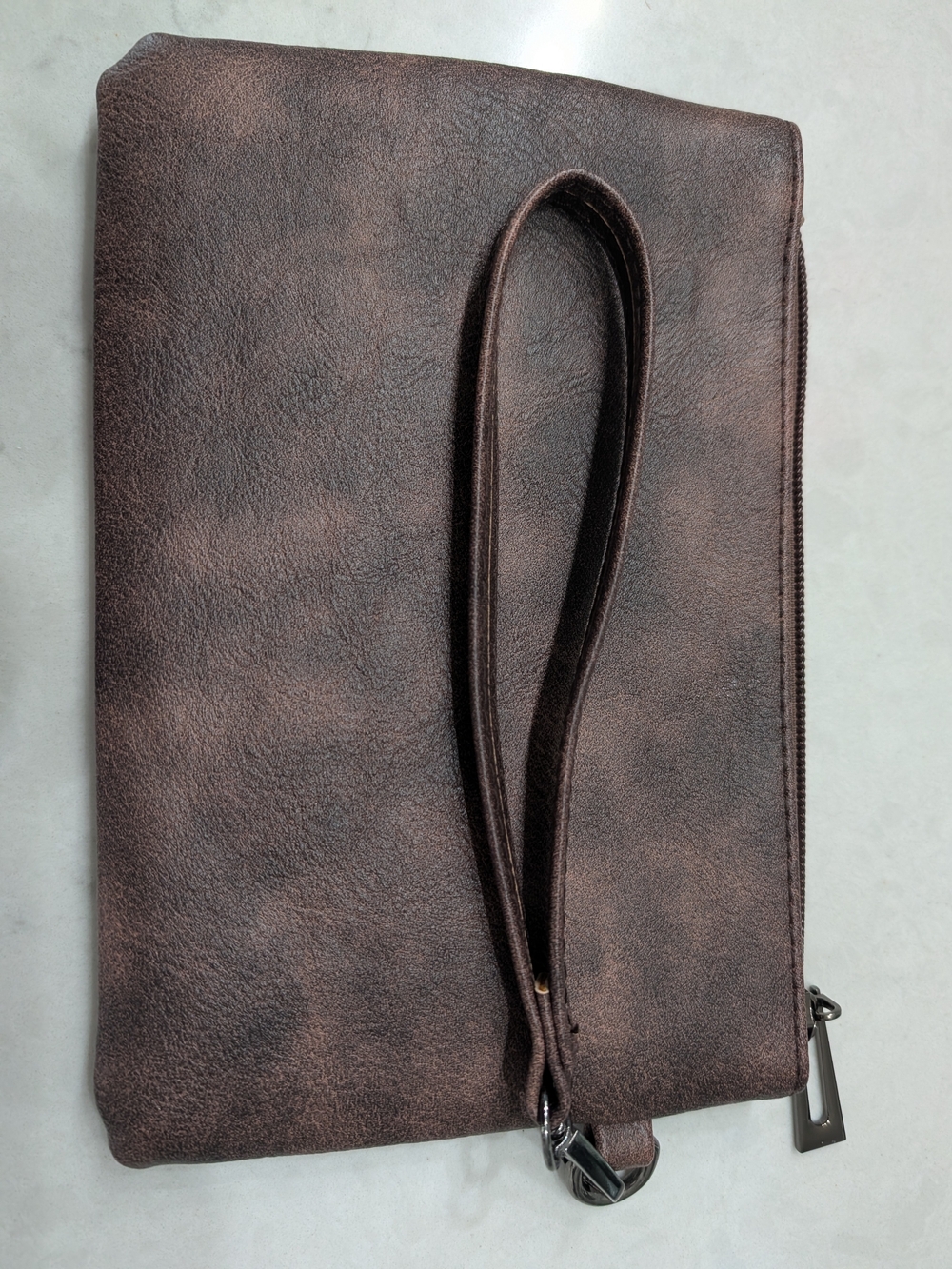 Women's Faux Leather Brown Wristlet Clutch - Classic Carry